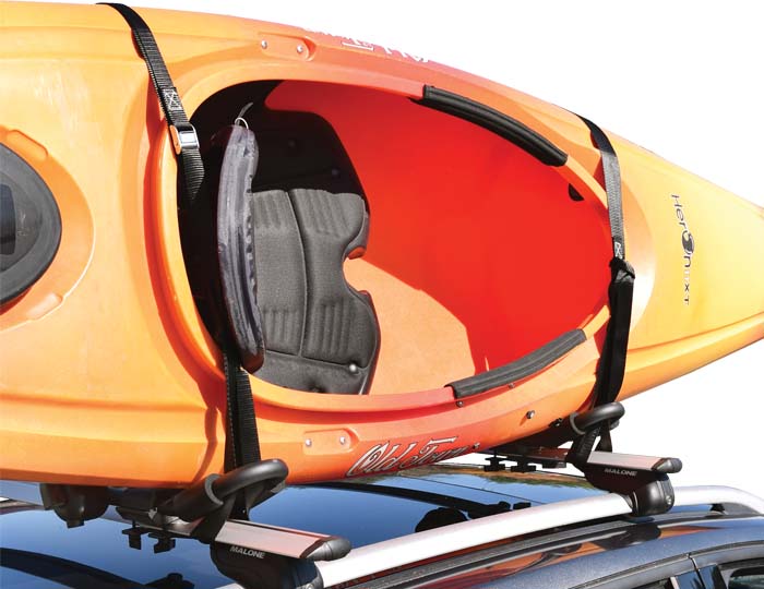 Malone - FoldAway-J™ Kayak Carrier with Tie-Downs - J-Style - Folding - Side Loading